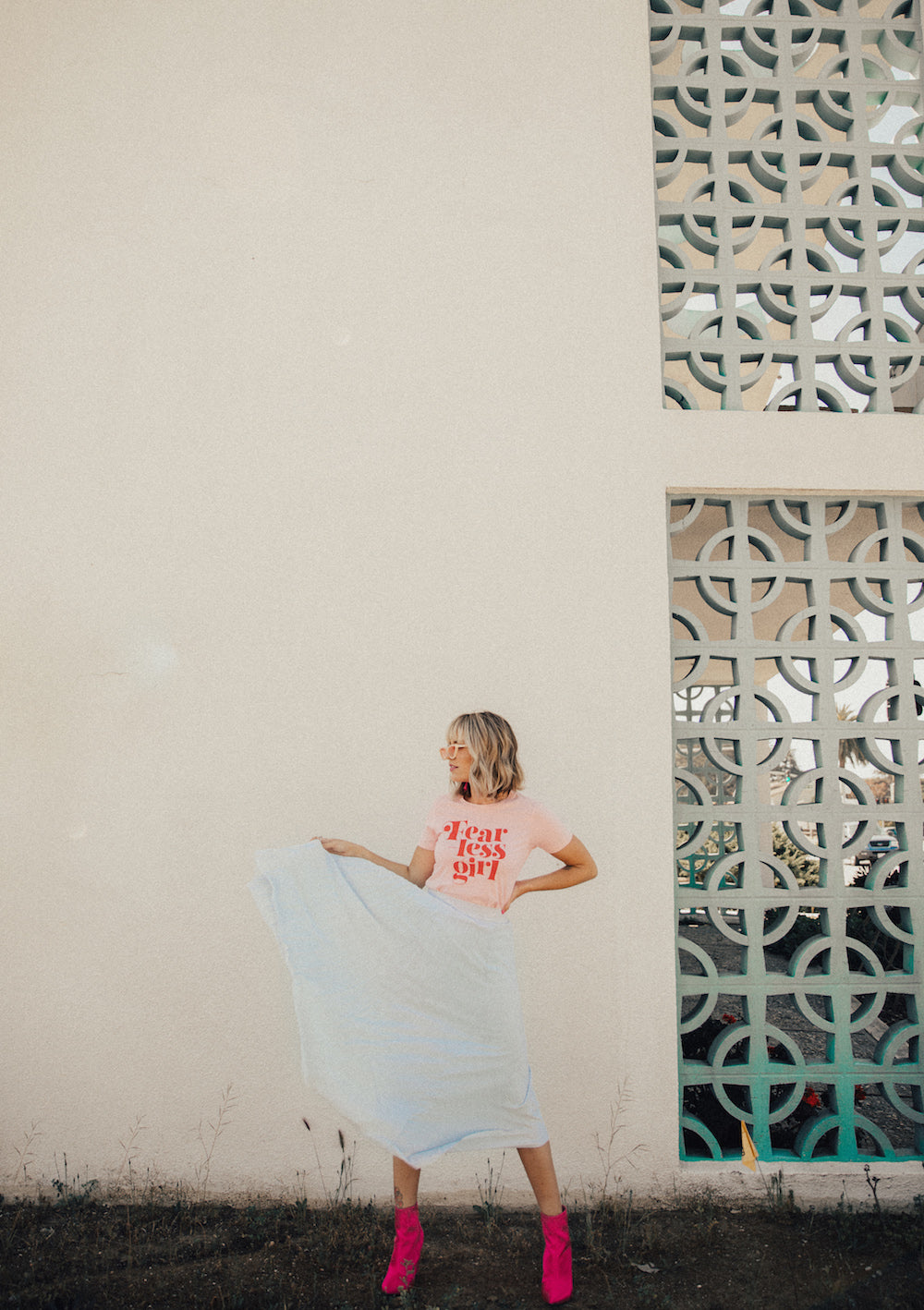 Fearless Girl Women's Graphic Tee - Pink and Red - Limited