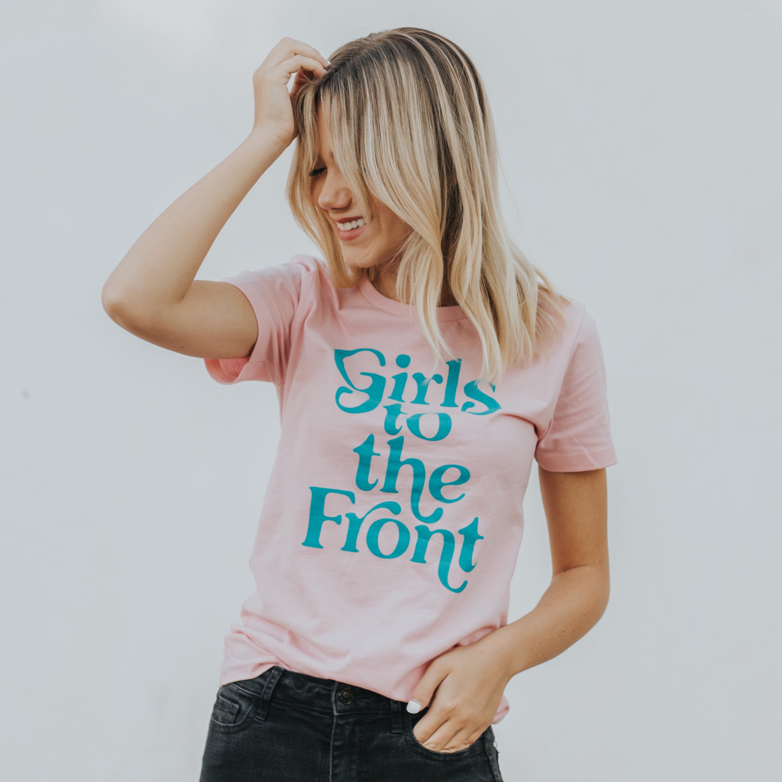 Girls to the Front Women's Graphic Tee - Pink & Turquoise - Limited