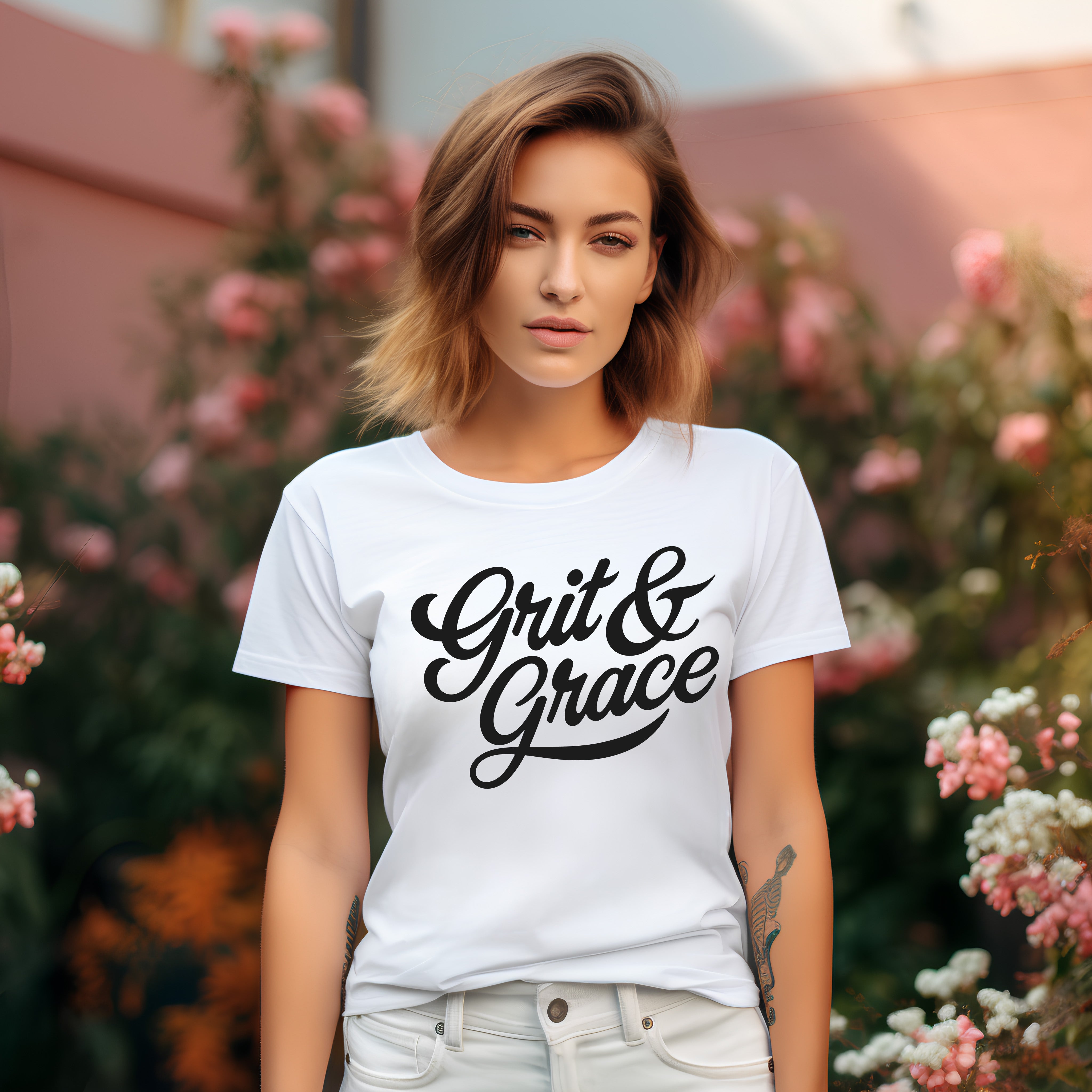 Grit Grace Women s Graphic Tee White Skylar Yoo